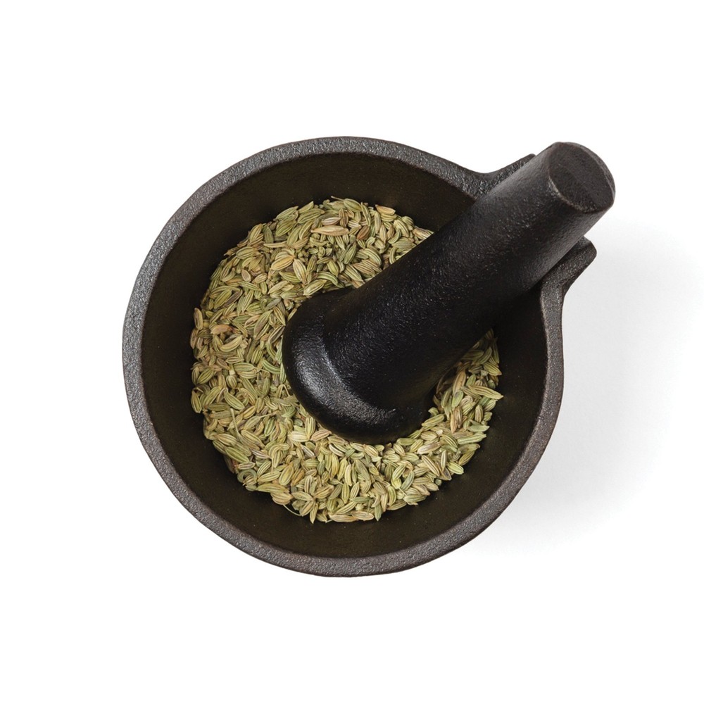 Mortar and Pestle, Cast Iron, Black