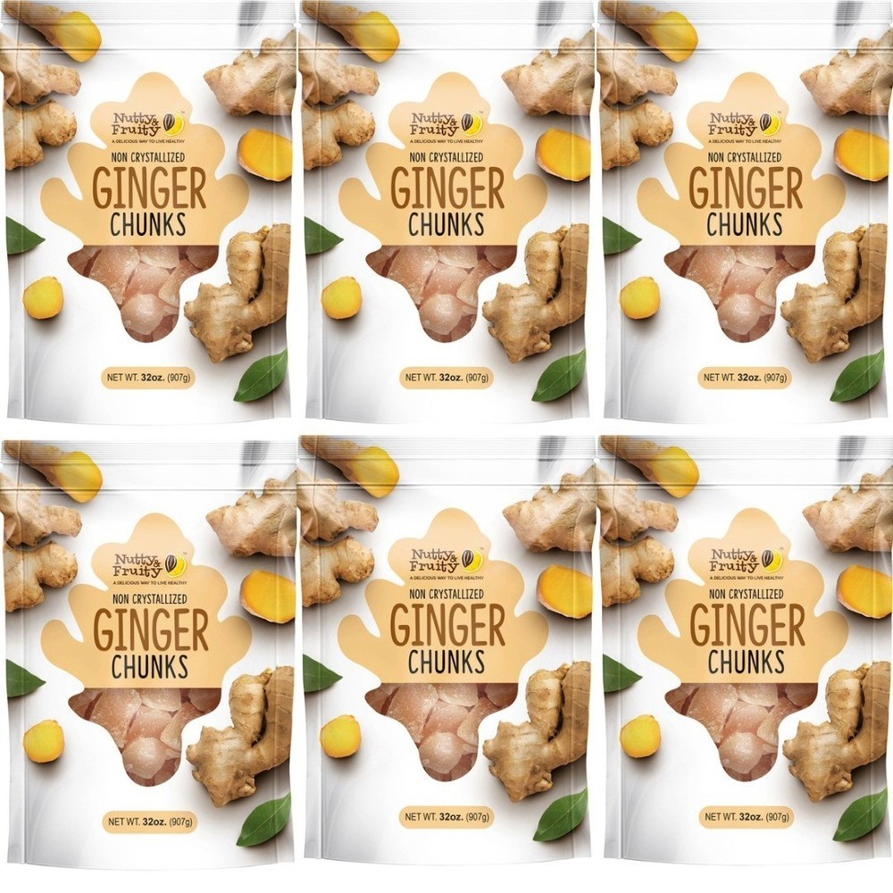 3-Pack Nutty & Fruity Ginger Chunks Dried Non Crystallized Ginger, 32 oz Each