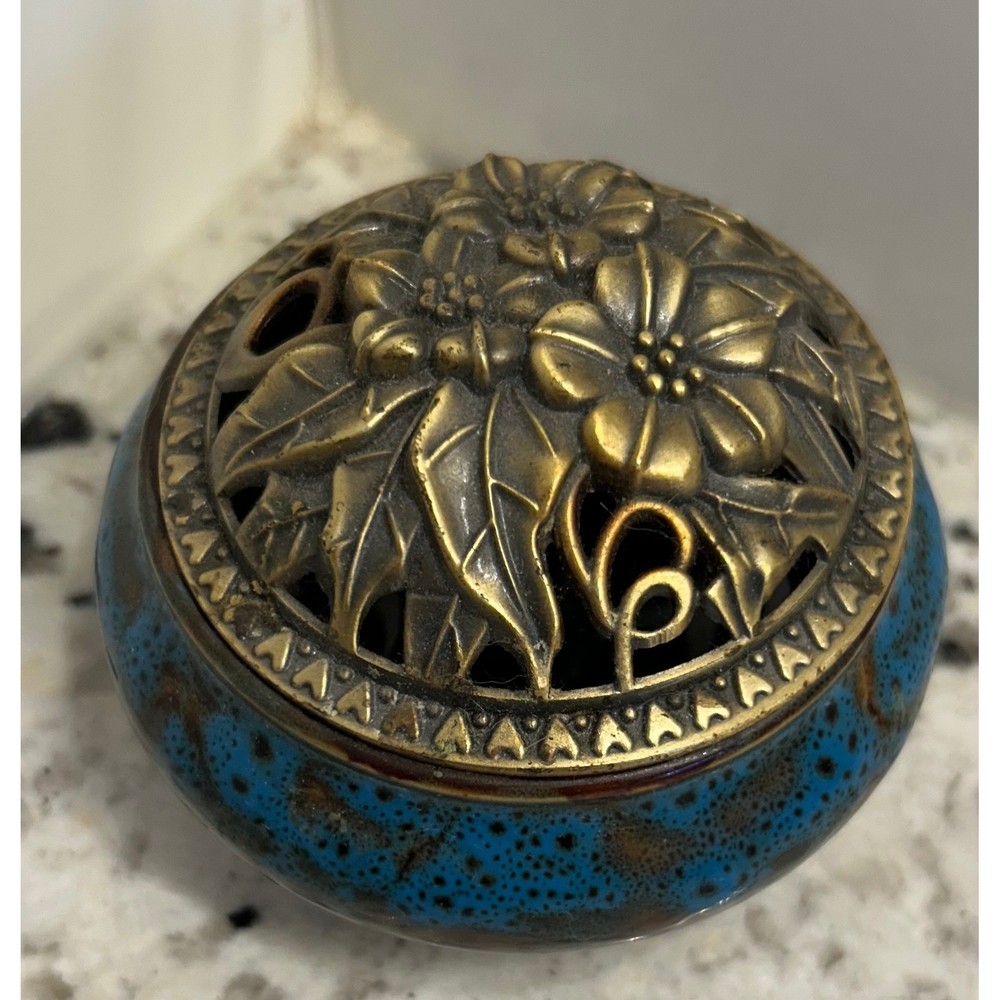 Stoneware Ceramic Incense Potpourri decor round Flower