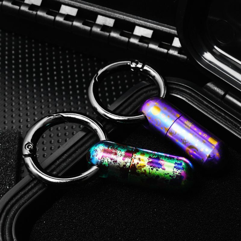 EDC Titanium Waterproof Pill Holder Container Case Organizer Portable Keychain
