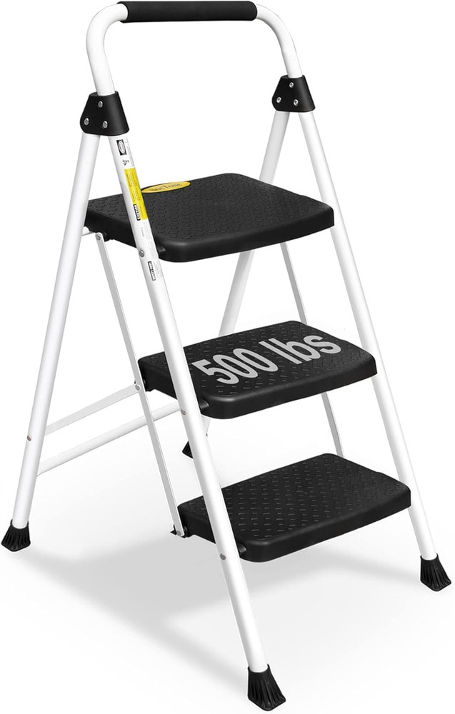 3 Step Ladder, Folding Step Stool for Adults with Handle, Lightweight, Perfec...