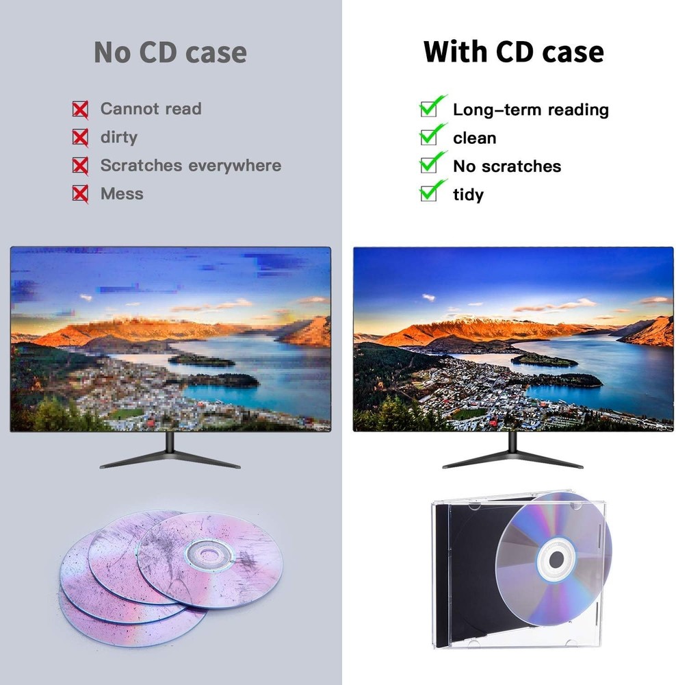 Protective CD Jewel Cases, 10.4mm, 50 Pack