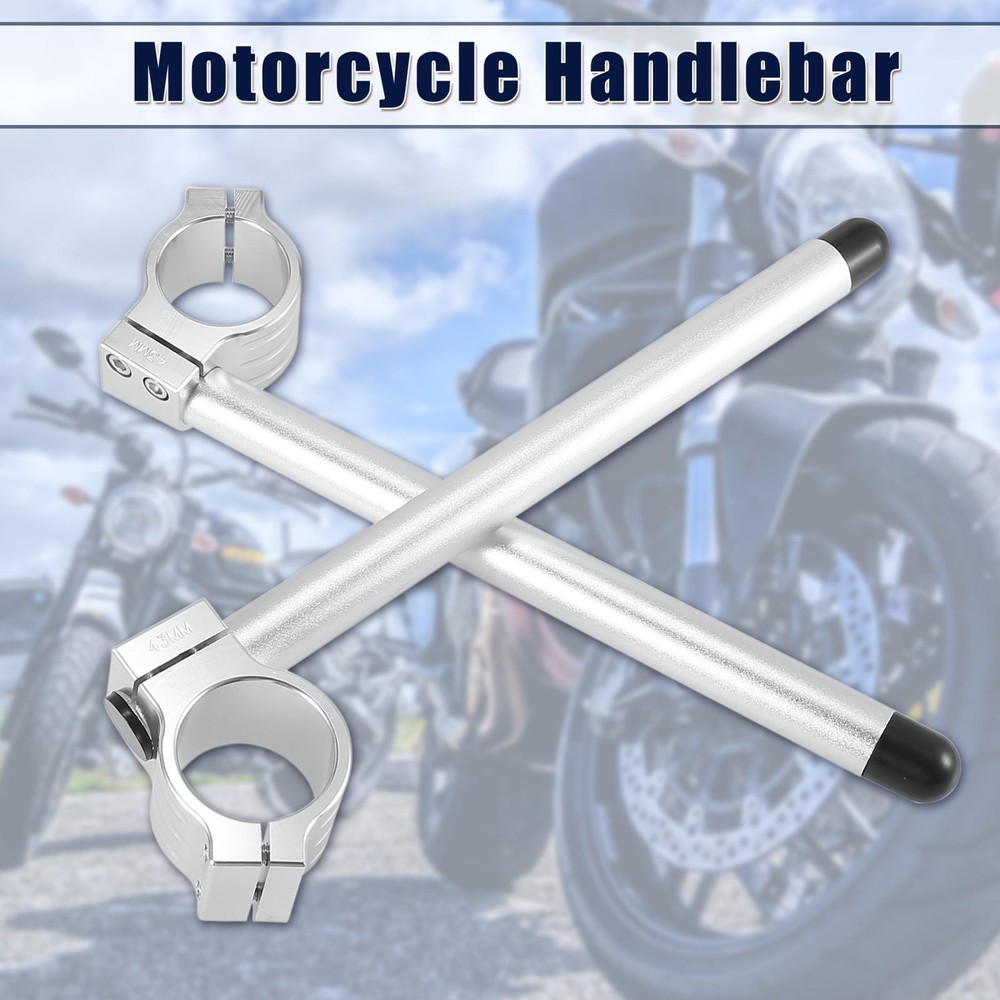 1 Pair 43mm Motorcycle Handlebar Clip Ons Handle Bar Silver Tone