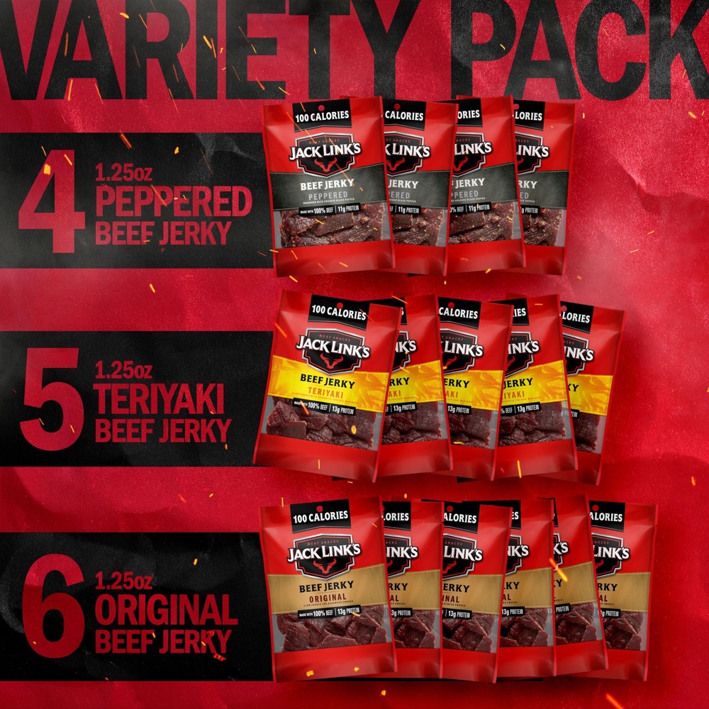 Beef Jerky Variety Pack – Includes Original, Teriyaki and Peppered Jerky, Bul...