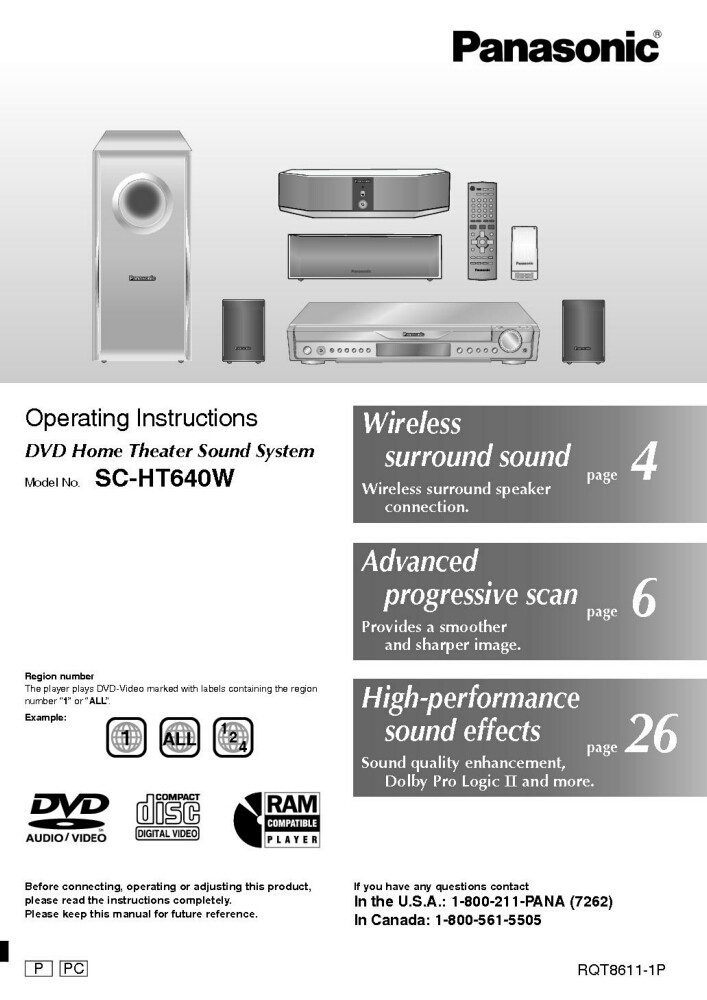Panasonic SC-HT640 Home Theater System Owners Instruction Manual