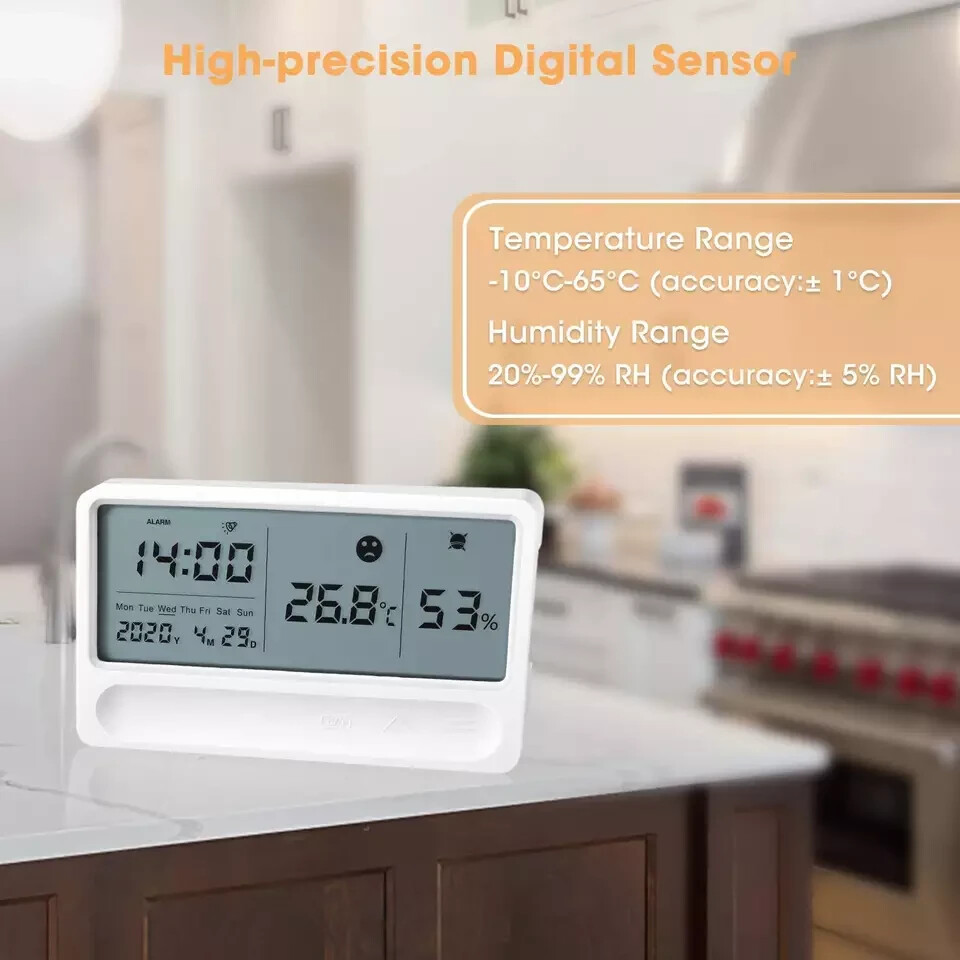 Multi-Function Digital Indoor Hygrometer Thermometer with Date/Time/Alarm/Clock