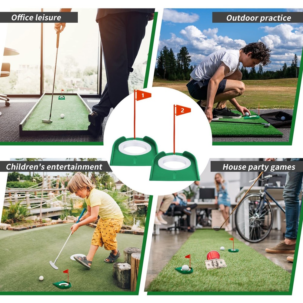Sotiff 9 Pack Golf Putting Cup and Flag Plastic Golf Hole Training Aids Train...