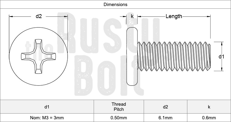 M3 x 7mm, Phillips Wafer Flat Head Screws, Black, Computer, Laptop, Machine