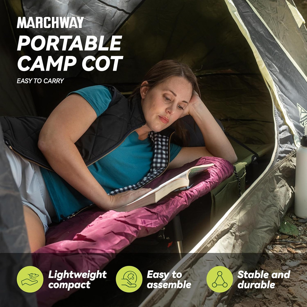Compact Lightweight Folding Camping Cot Bed - Easy Setup, 330Lbs Capacity