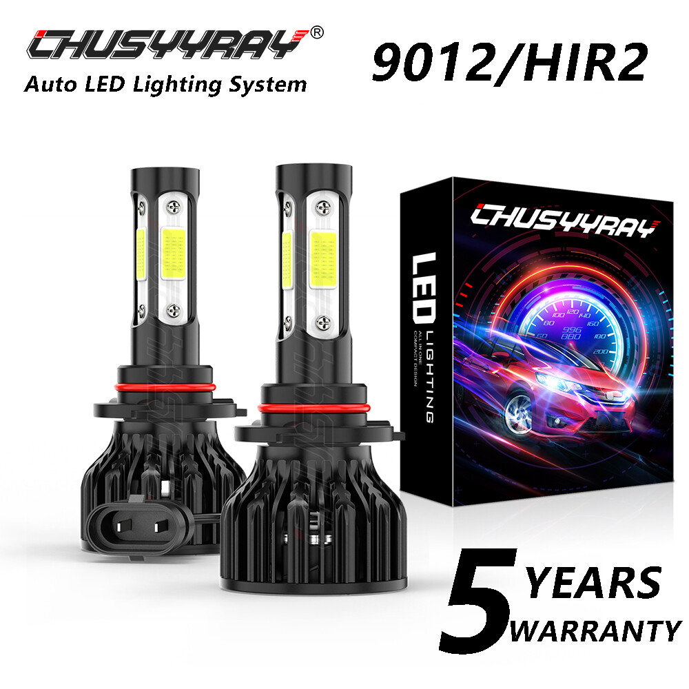 10000K 9012 HIR2 LED Headlight Bulbs Kit High Low Beam Super Bright Combo White