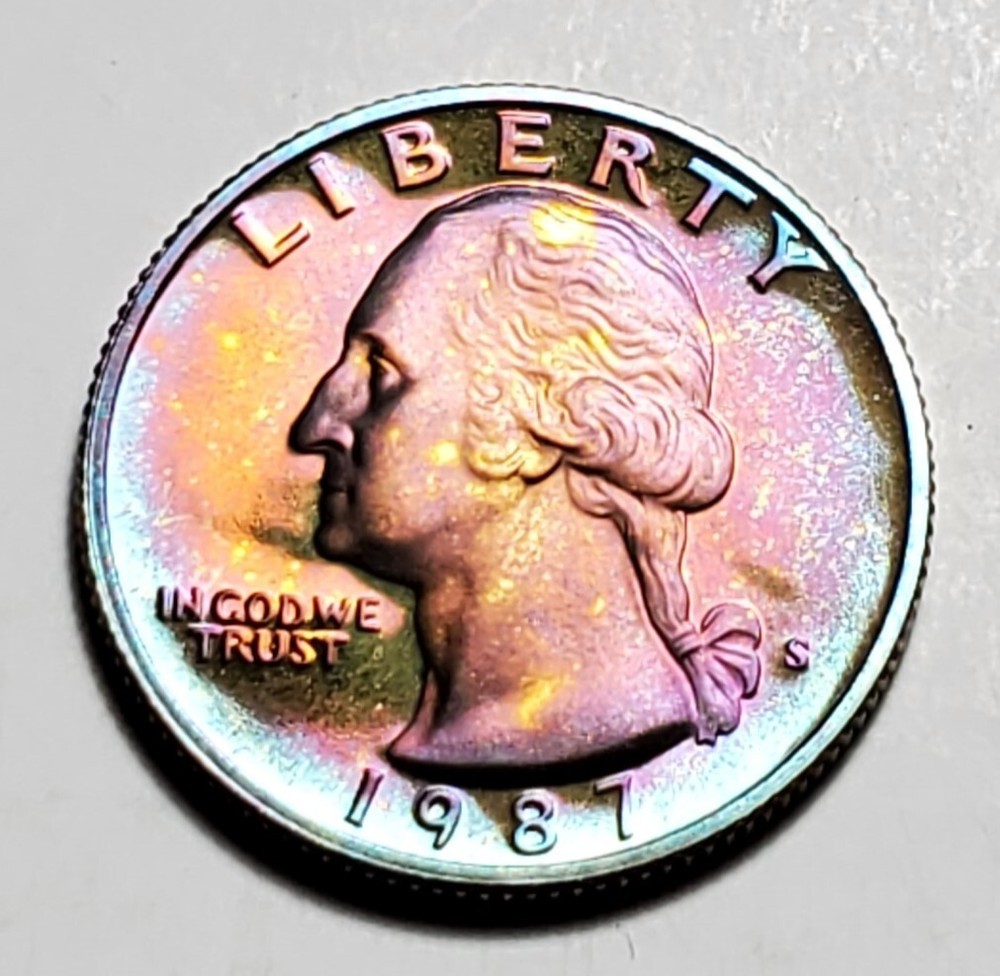 TONED 1987 S WASHINGTON QUARTER PROOF UNC #C2633