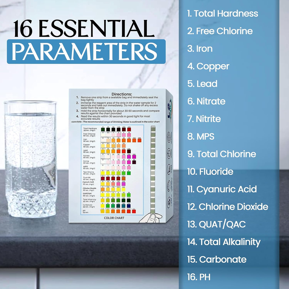 16 in 1 Water Testing Kits for Drinking Water - High Sensitivity Drinking Wat...
