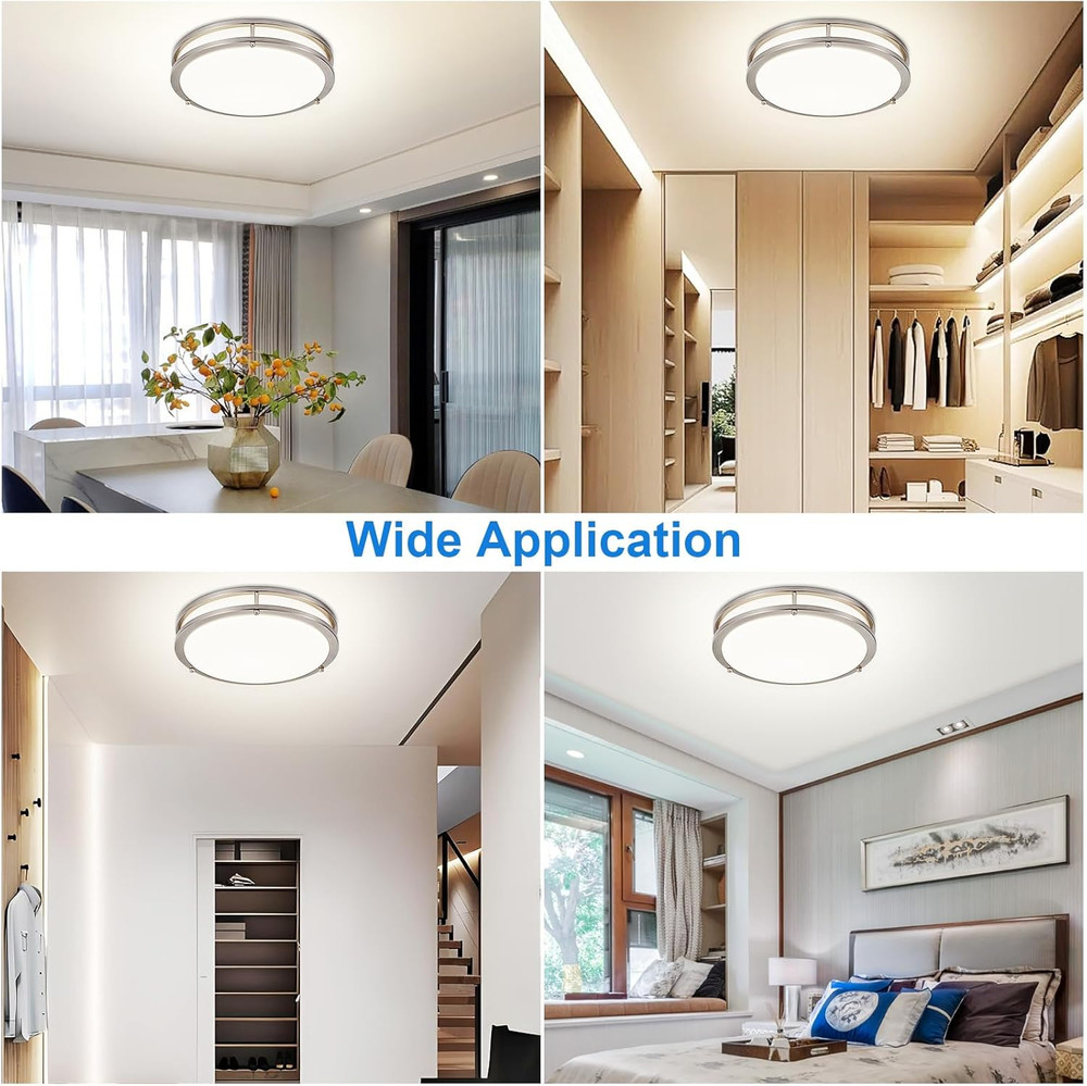 DLLT Flush Mount LED Ceiling Light: 13 Inch 5CCT (3000K-6000K) & Dimmable Ceilin