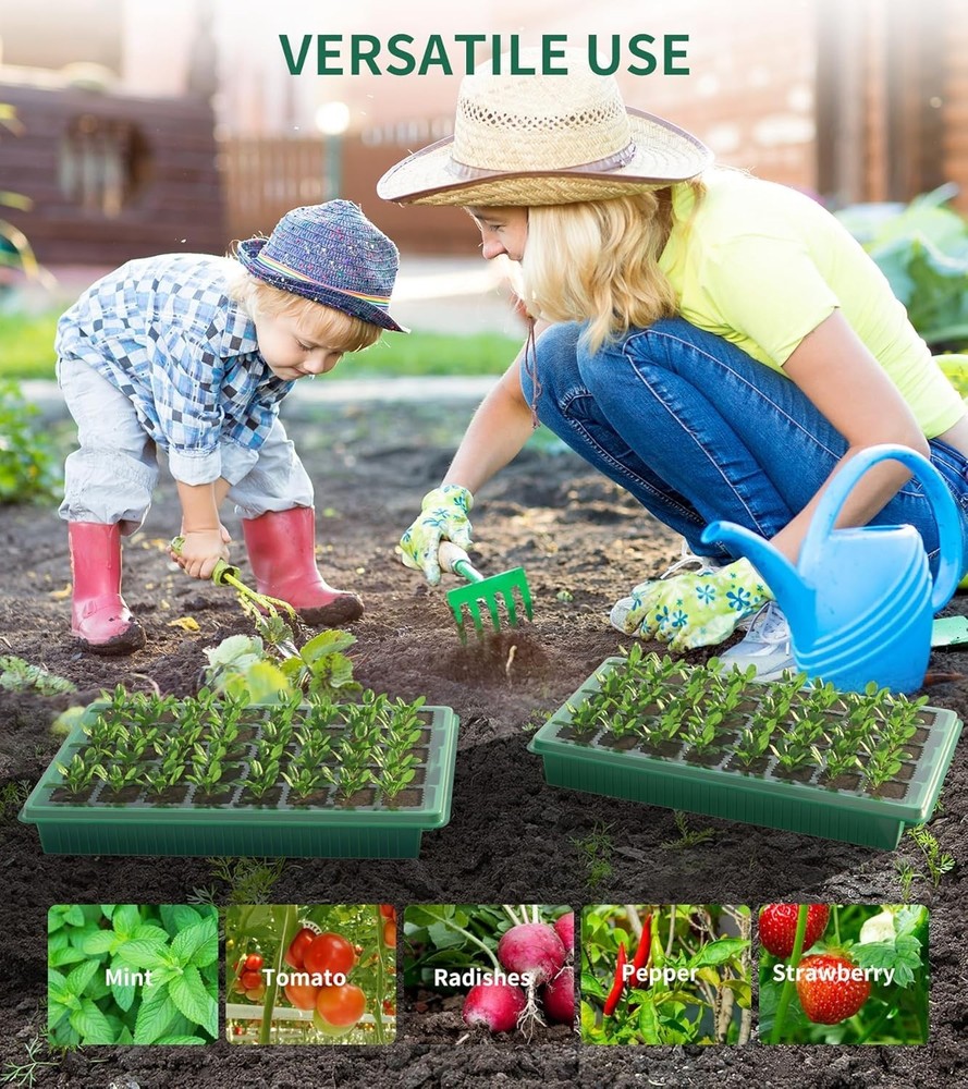 Complete Indoor Gardening Kit - 80-Cell Seed Starter with Humidity Dome & Tools