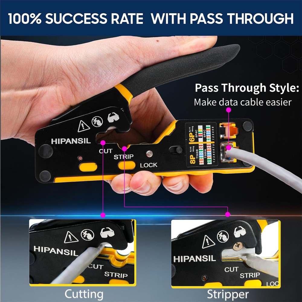 RJ45 Crimp Tool, Ethernet Crimper Tool Kit One Size / Standard, Multi-color