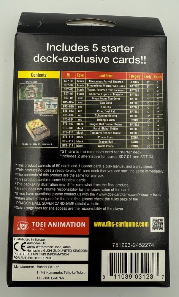 Dragon Ball Super Shenron's Advent Starter Deck