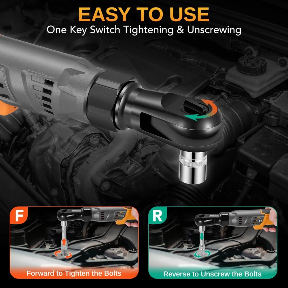 High Performance 20V Brushless Ratchet Wrench - 50%!N(MISSING)oise Reduction, 90