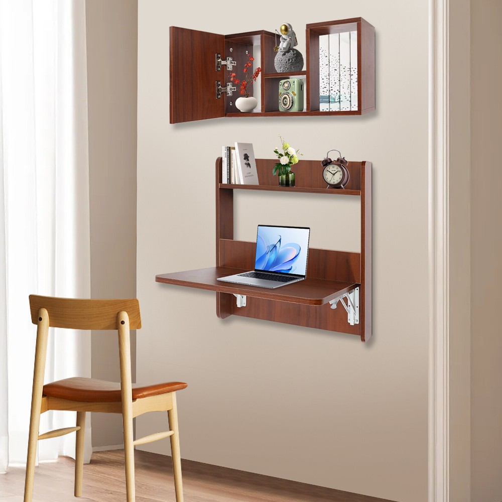 Wall Mounted Bookshelf Folding Space Saving Wall Mounted Table Fold Down Lapto