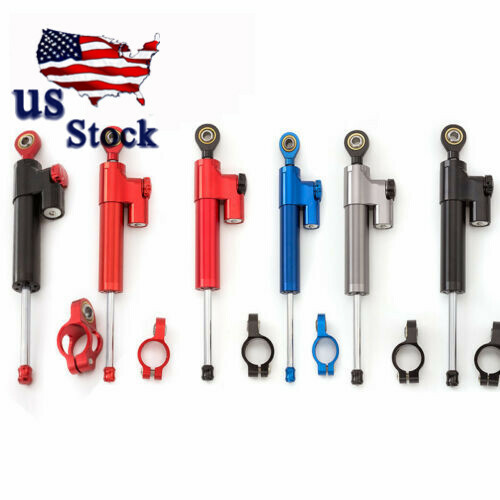 CNC Black&Grey Motorcycle Steering Damper Stabilizer Adjustable Aluminum Control