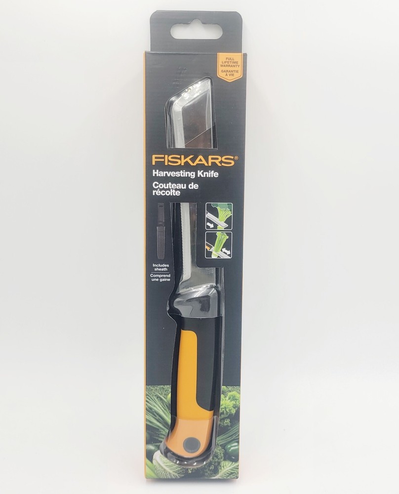 Fiskars Harvesting Knife with Sheath- make clean, precise cuts new