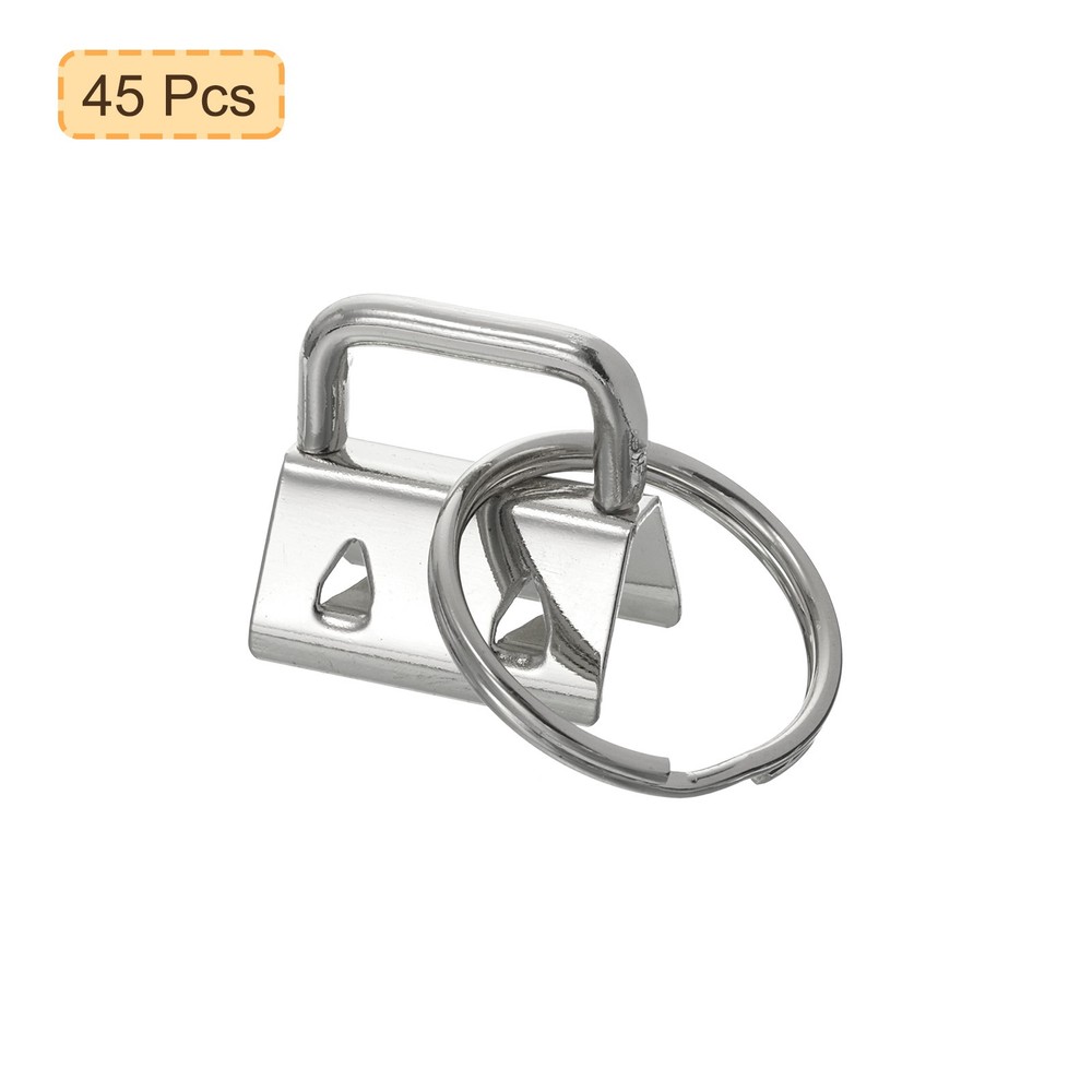 45Pcs 20mm Key Fob Hardware with Keychain Ring for Webbing Silver Tone