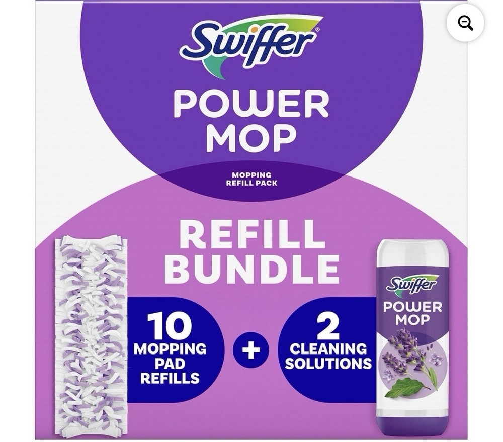 Swiffer Power Mop Refill Bundle: 10 Pad Refills + 2 Cleaning Solutions (12 Pack)