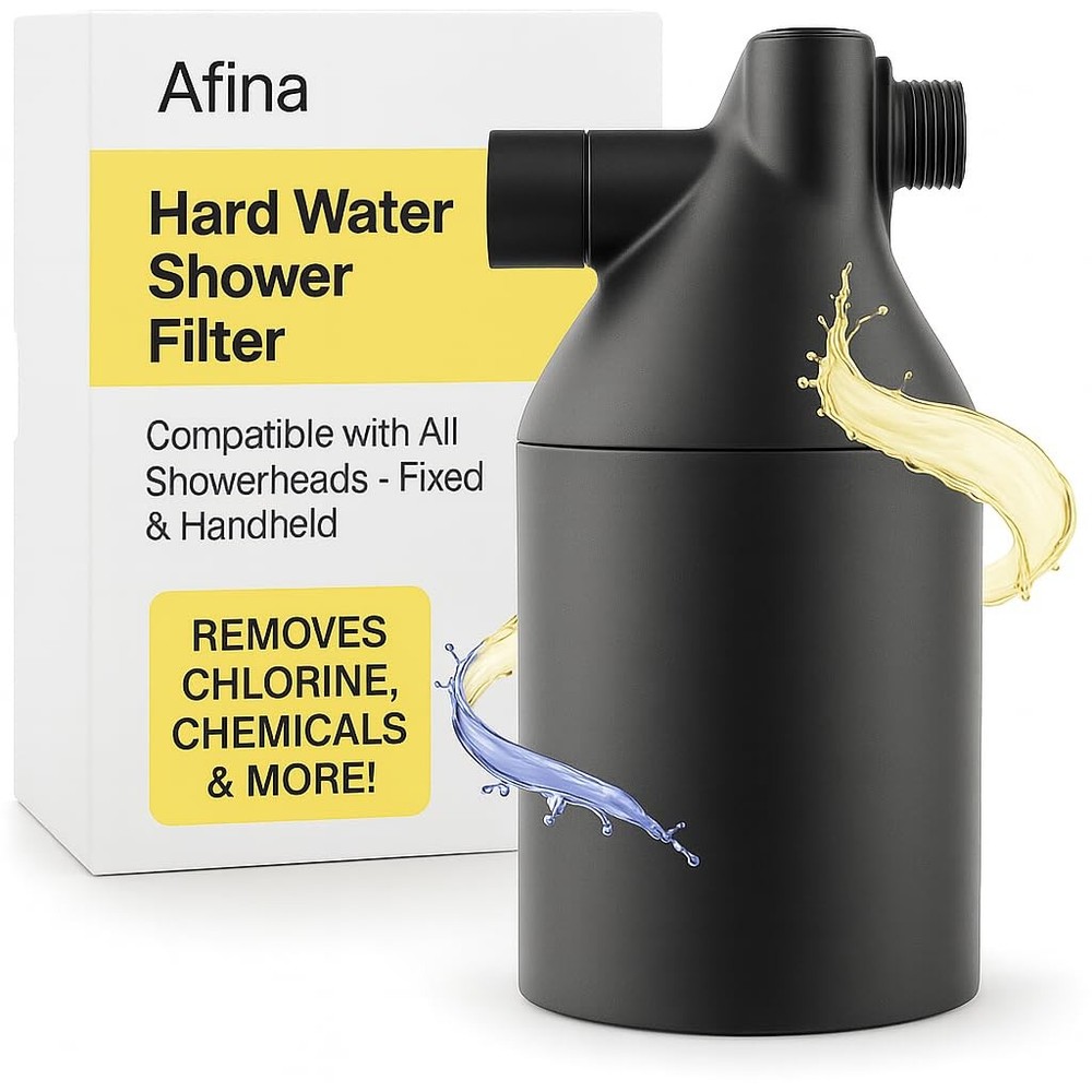 Afina Shower Filter For Hard Water - Removes 99% Chlorine, Harmful Black