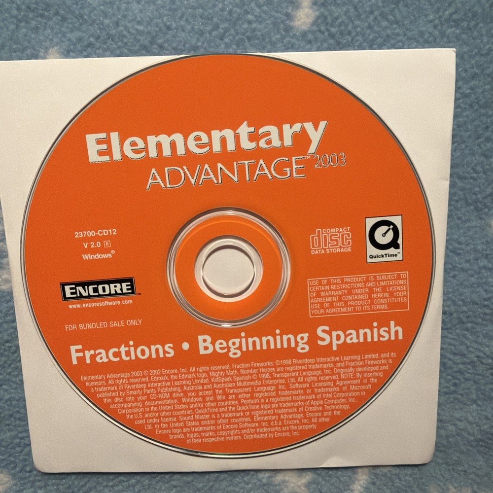 Lot of 7 Elementary Advantage 2003 PC CD-ROM Set - Math Reading Spanish Typing