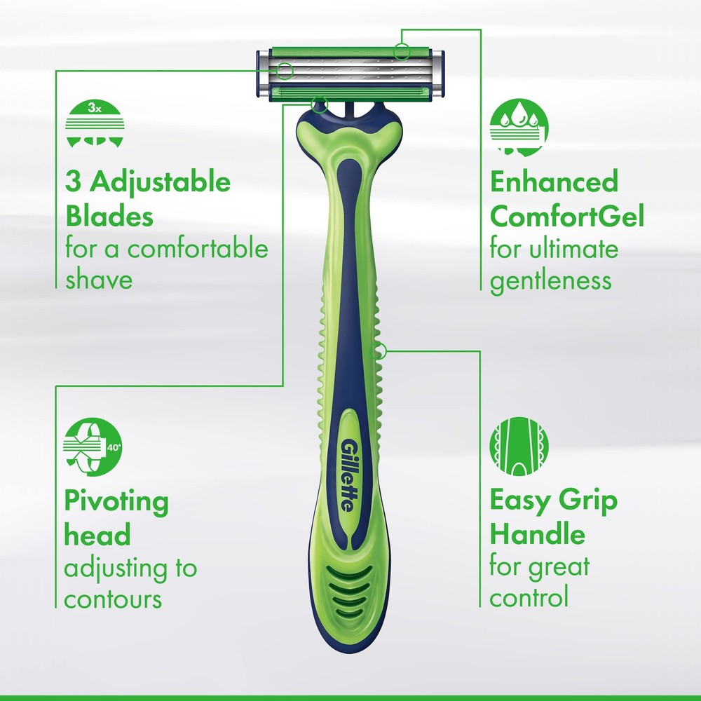 Sensor3 Sensitive Men's Disposable Razor, 12 Razors