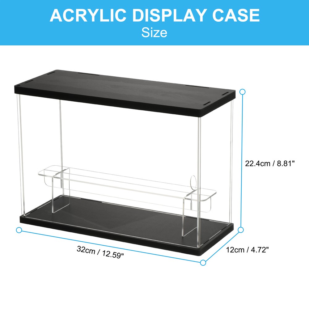 2 Tier Acrylic Display Case with LED Light Transparent Dustproof Showcase Boxes