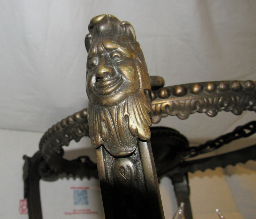 ANTIQUE BRONZE GOTHIC HANGING LIGHT WITH 4 DEVIL HEADS