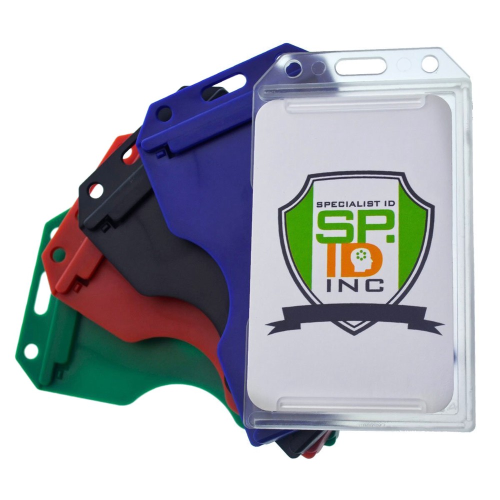 50 Pack - Specialist ID Multiple Card Badge Holder - Vertical Heavy Duty Plastic