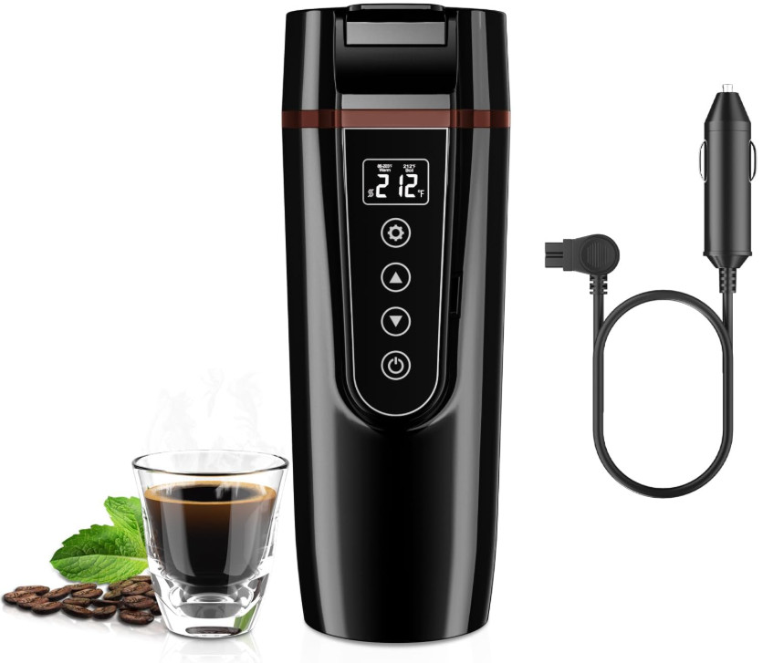 Hervidor eléctrico portátil 12V/24V 400 ml acero inoxidable con pantalla LCD