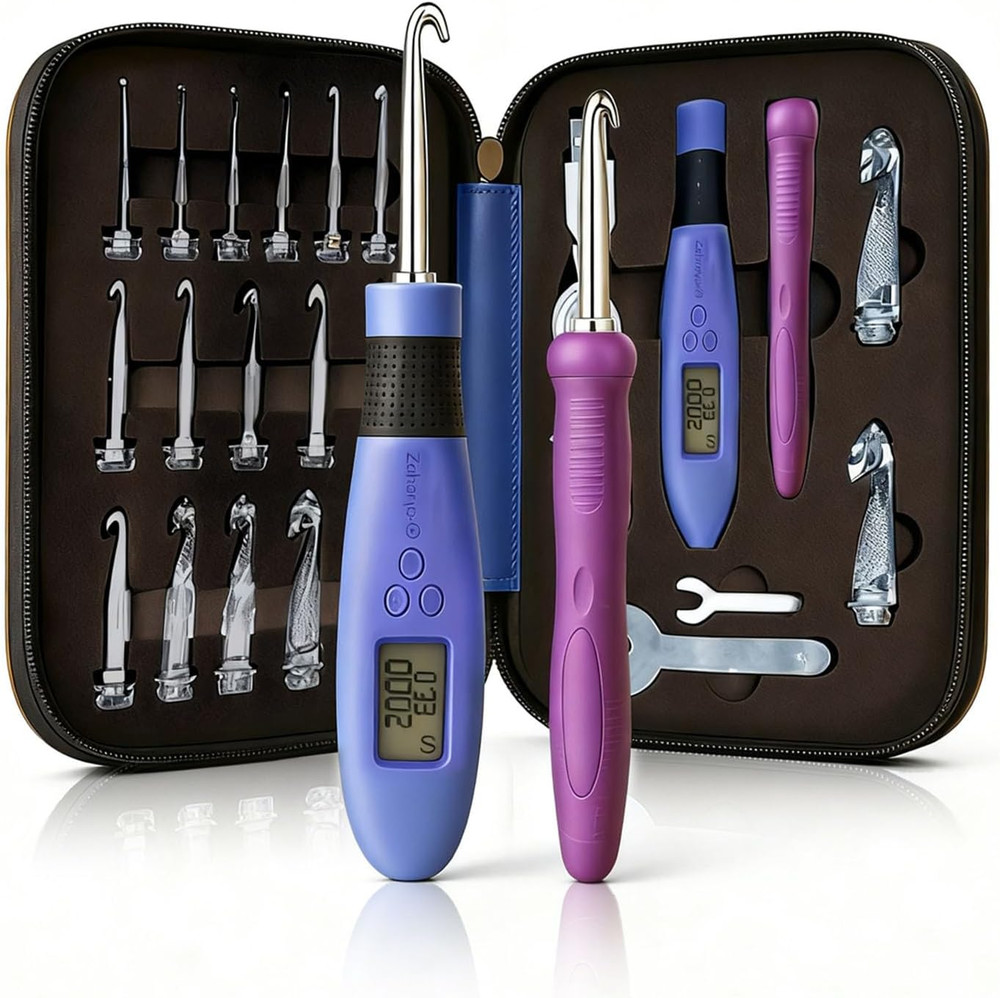 Crochet Hook with 18 Different Size for Stitch & Row Counter Light up Interchang