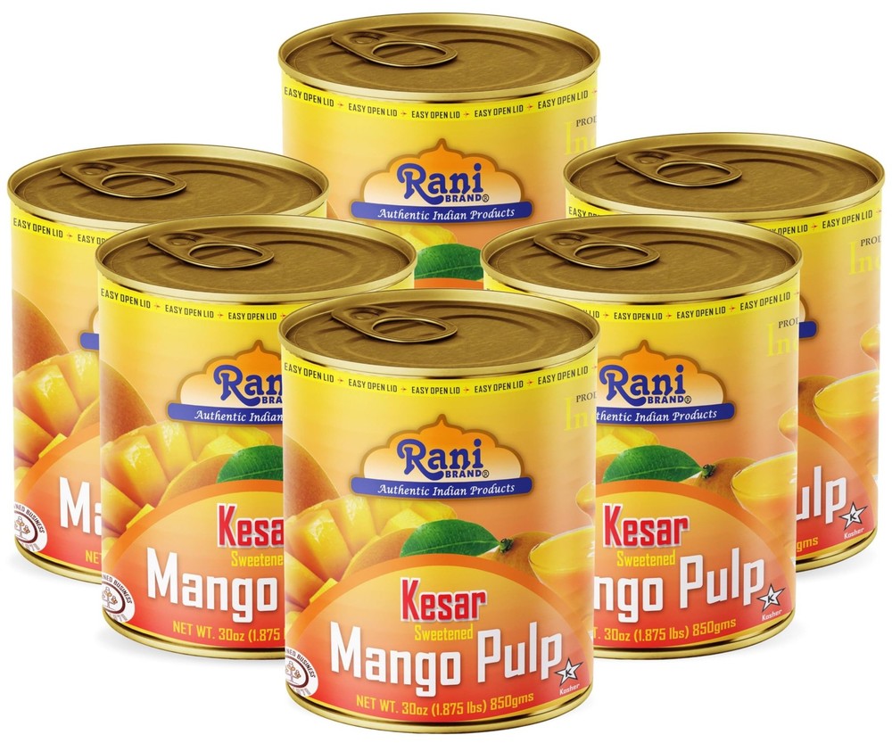 Rani Mango Pulp Puree (Makes Mango Lassi Shakes) Kesar Sweetened 30oz (6pk)