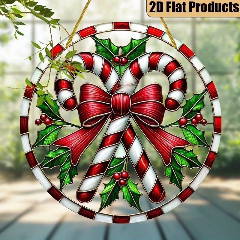 2D Flat AcrylicCHRISTMAS CANDY CANES  Suncatcher 7.8"