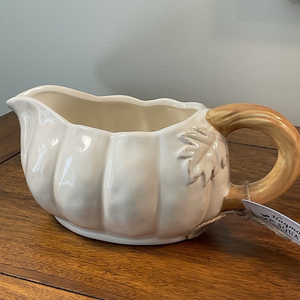 Haymarket Square Cream Ceramic Pumpkin Shaped Serving Accessories Bundle-NEW