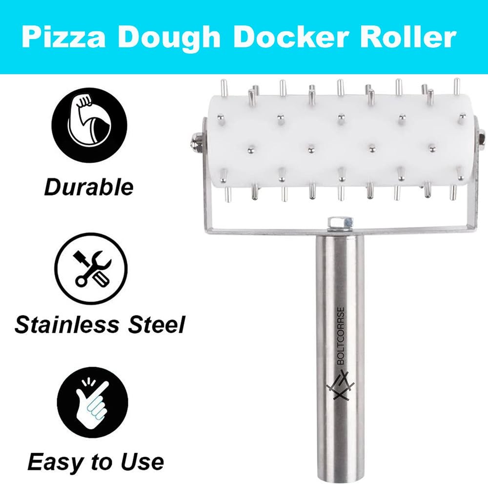 Professional Pizza Dough Docker Stainless Steel Roller standard, Silver