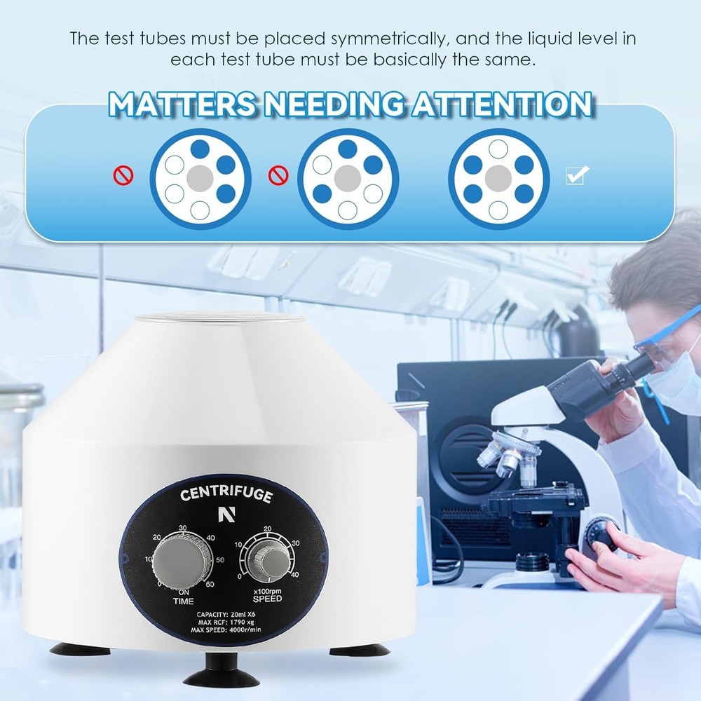 Lab Centrifuge Machine with Timer, High Strength Plastic, and Smooth Running