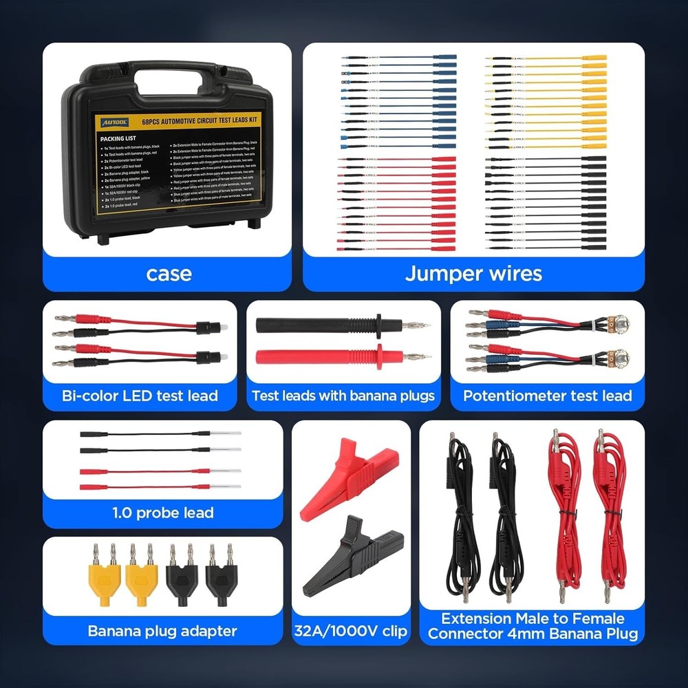 68PCS Multimeter Leads Kit with Replaceable Probes