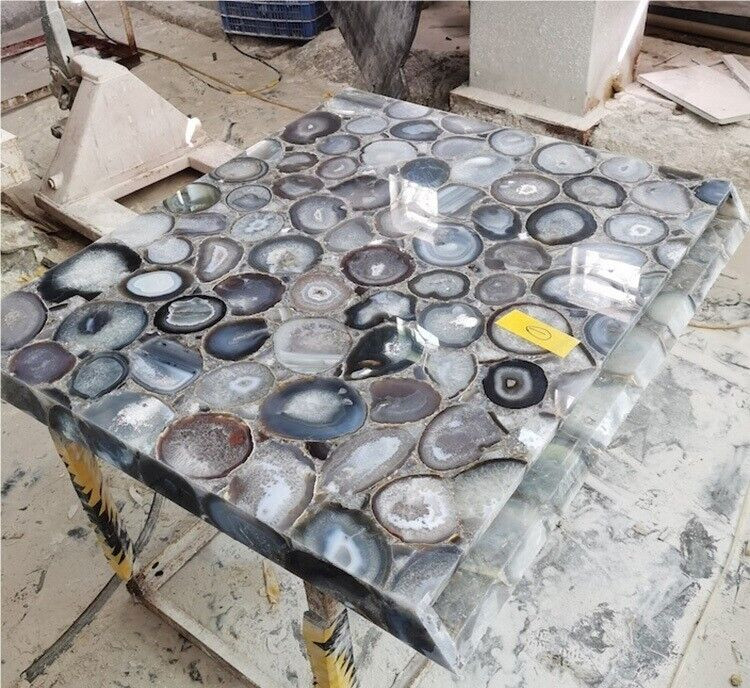 Natural Agate Coffee Table Top, Agate Geode Center Table Top, Handmade Decor