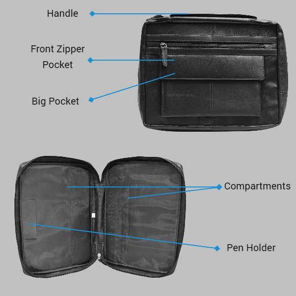 Marshal Leather Book Covers/Bible Covers with Handle (Medium)