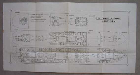 CHAGNTE / TAIPING (China Navigation) c1925 DECK PLAN