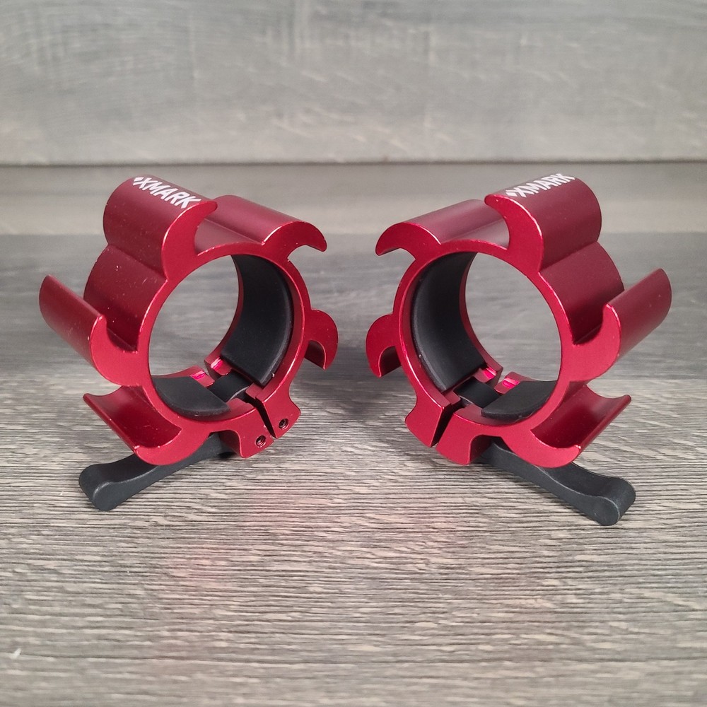 XMark Aluminum Olympic Barbell Collars Locking 2" with Quick Release Red
