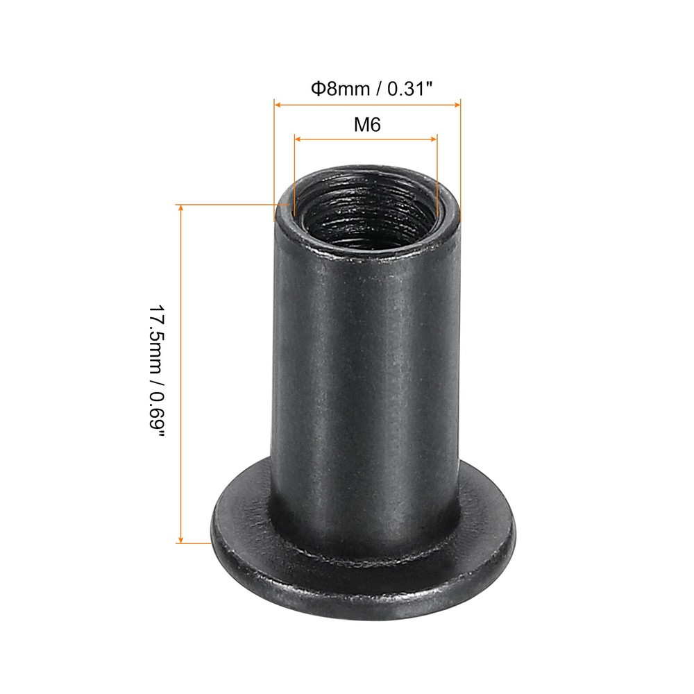 M6x15mm Hex Socket Head Insert Nut Screw Post Sleeve Nut Black Oxide 30pcs