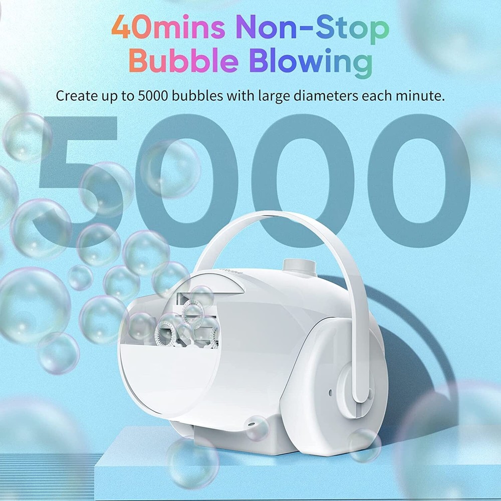 Bubble Machine Automatic Bubble Blower 5000+ Bubbles Per Minute for Kids Party