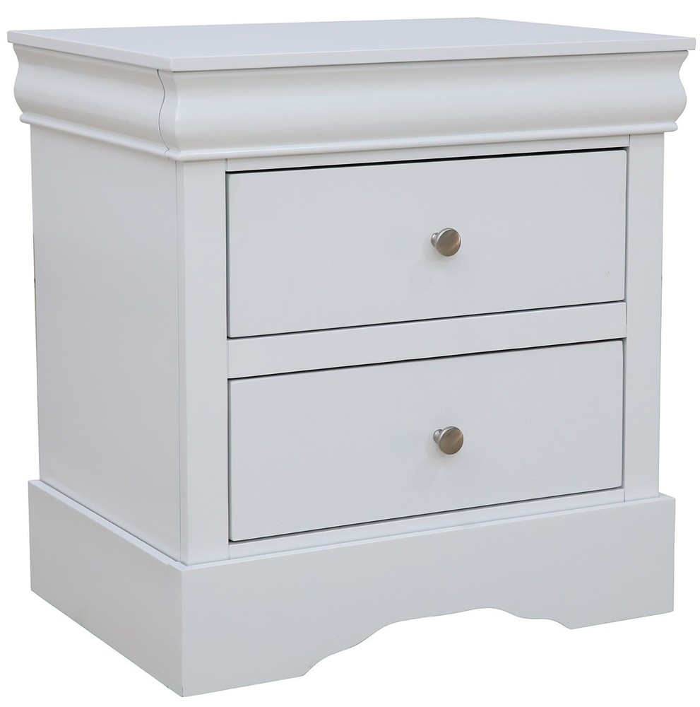 Fully Assembled 2-Drawer Nightstand, Solid Wood Bedside Table