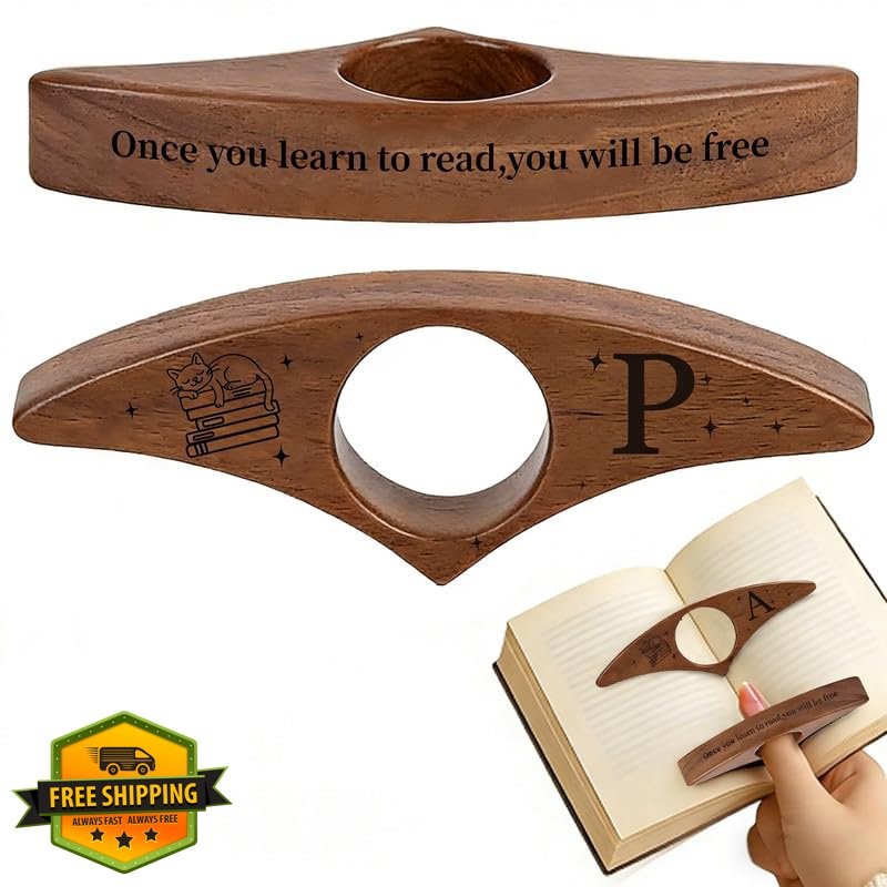 Walnut Thumb Book Holder Initials C P Reader Bookmark Gift