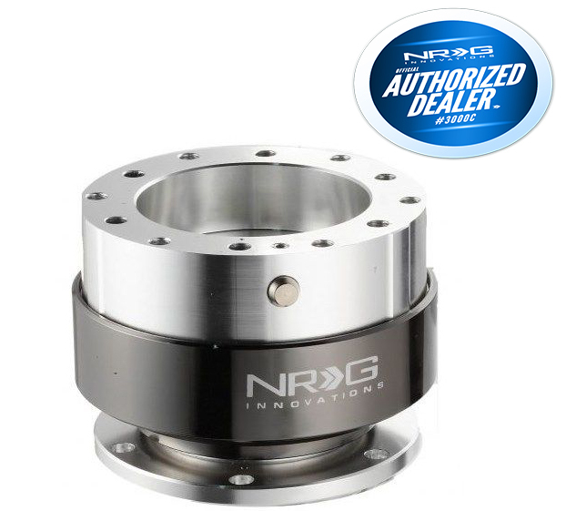 NRG BALL LOCK QUICK RELEASE STEERING WHEEL SILVER BODY & BLACK CHROME RING