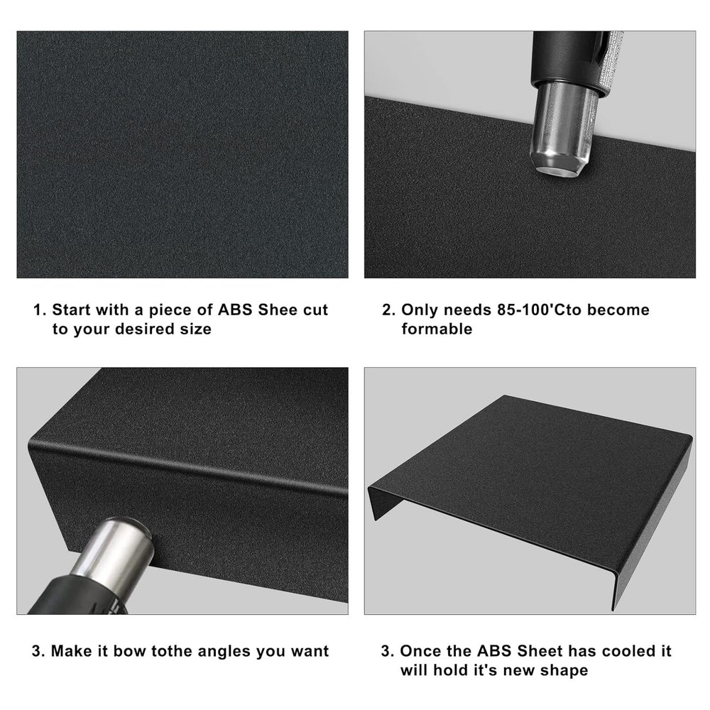 Flexible Black ABS Plastic Sheet 3-Pack 12" x 16" - Versatile DIY Craft Material